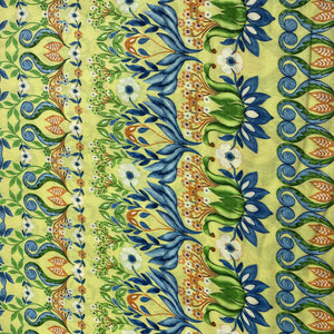 Light Green Tropical Print Viscose Muslin Fabric