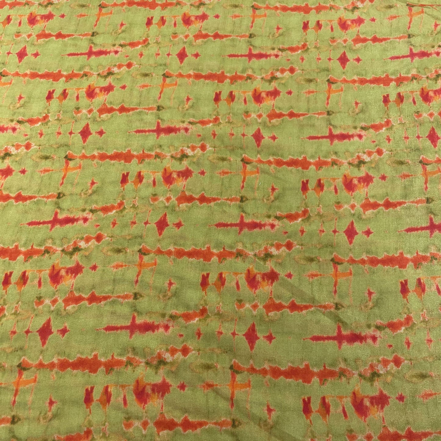 Lime Abstract Print Viscose Muslin Fabric