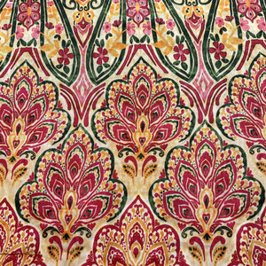 Yellow Red Tropical Print Viscose Muslin Fabric
