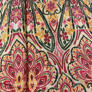 Yellow Red Tropical Print Viscose Muslin Fabric