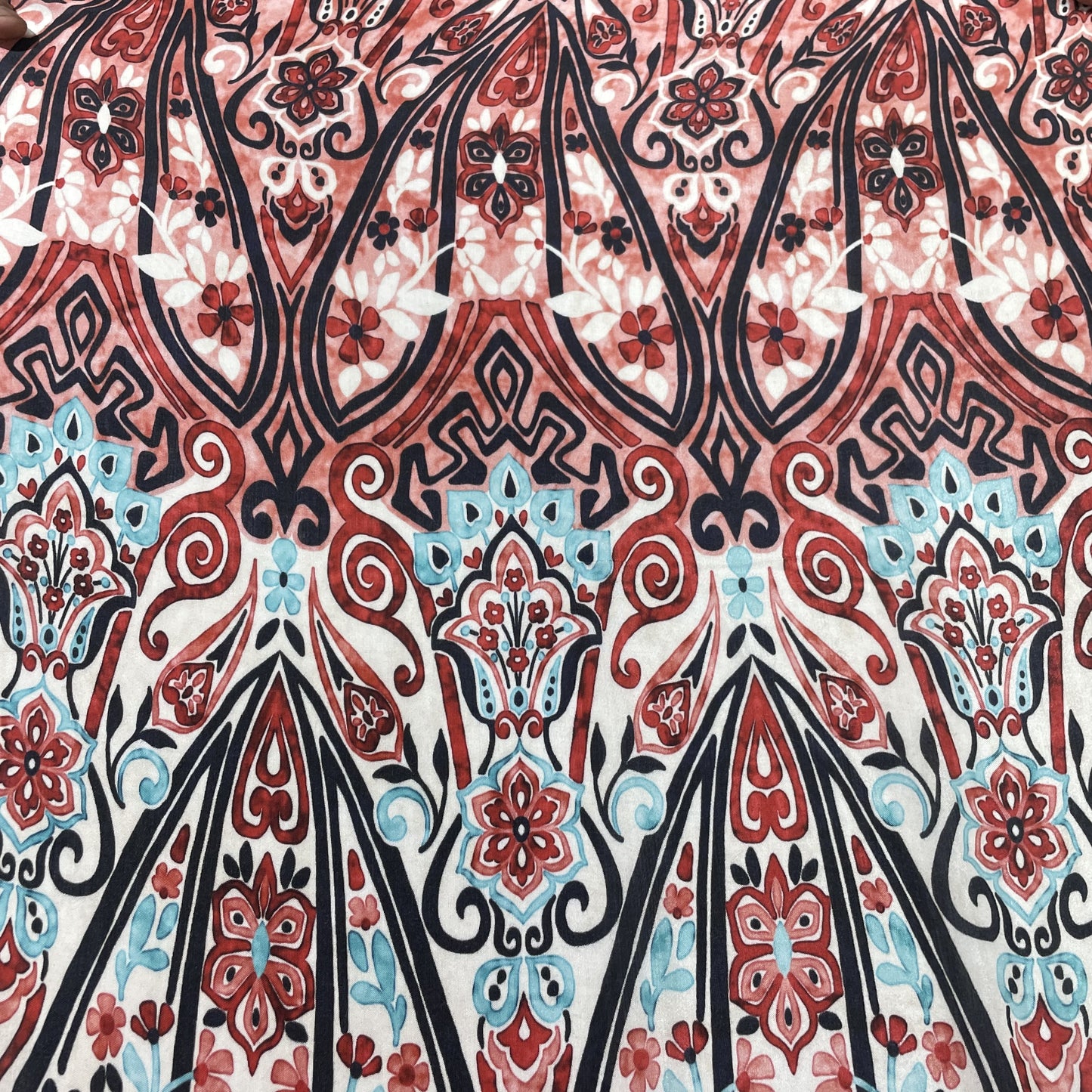 White Base with Multicolor Print Viscose Muslin Fabric