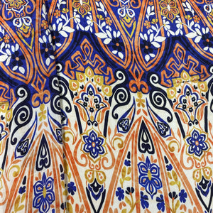 Purple Multicolor Print Viscose Muslin Fabric
