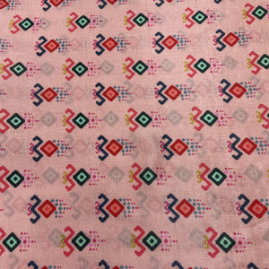 Pink Abstract Print Muslin Fabric