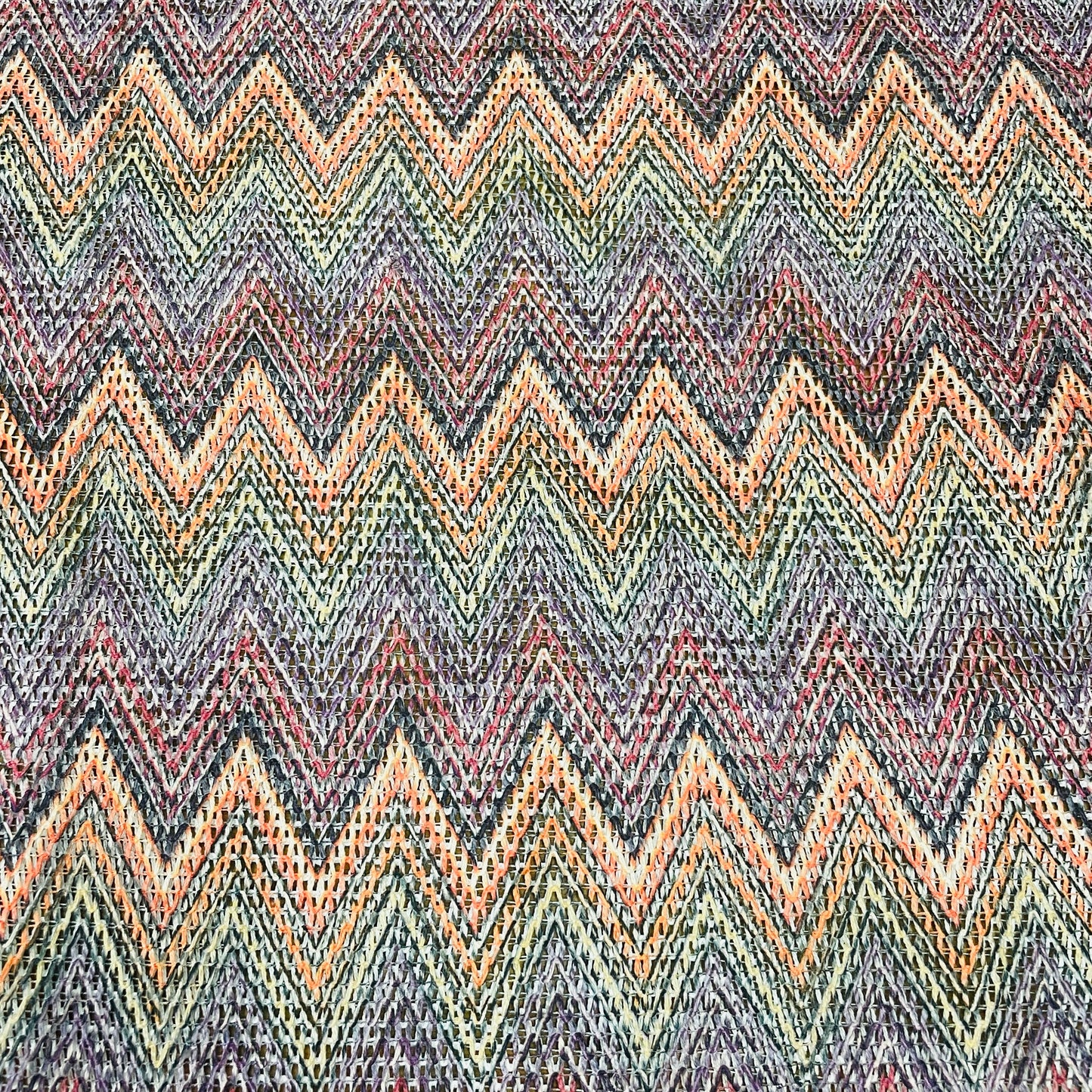 Premium Multicolor Chevron Print Cotton Crochet Fabric