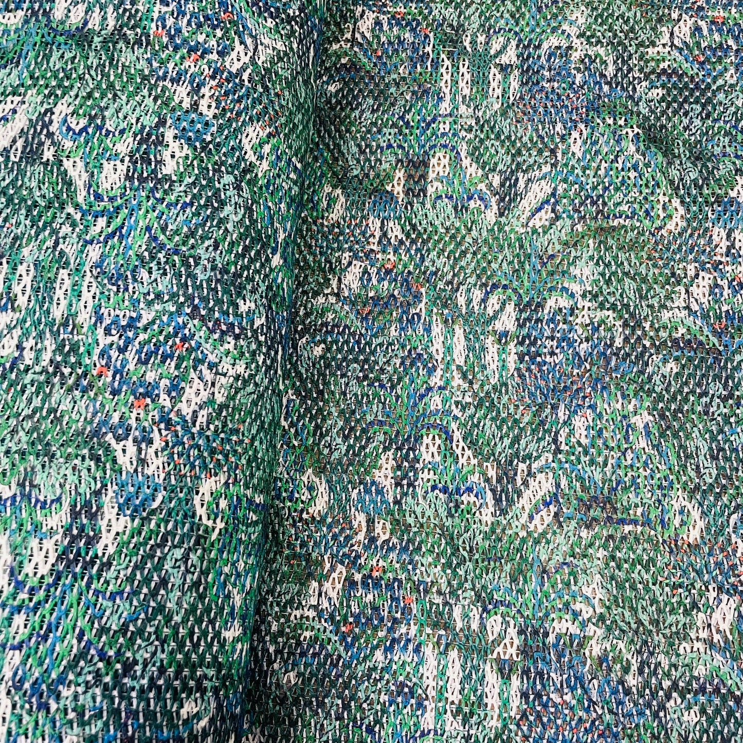 Premium Dark Green Floral Print Cotton Crochet Fabric
