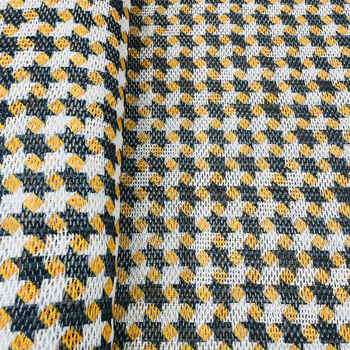 Premium White Black Star Print Cotton Crochet Fabric