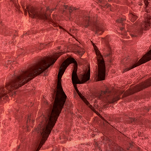 Maroon Abstract print Georgette Fabric