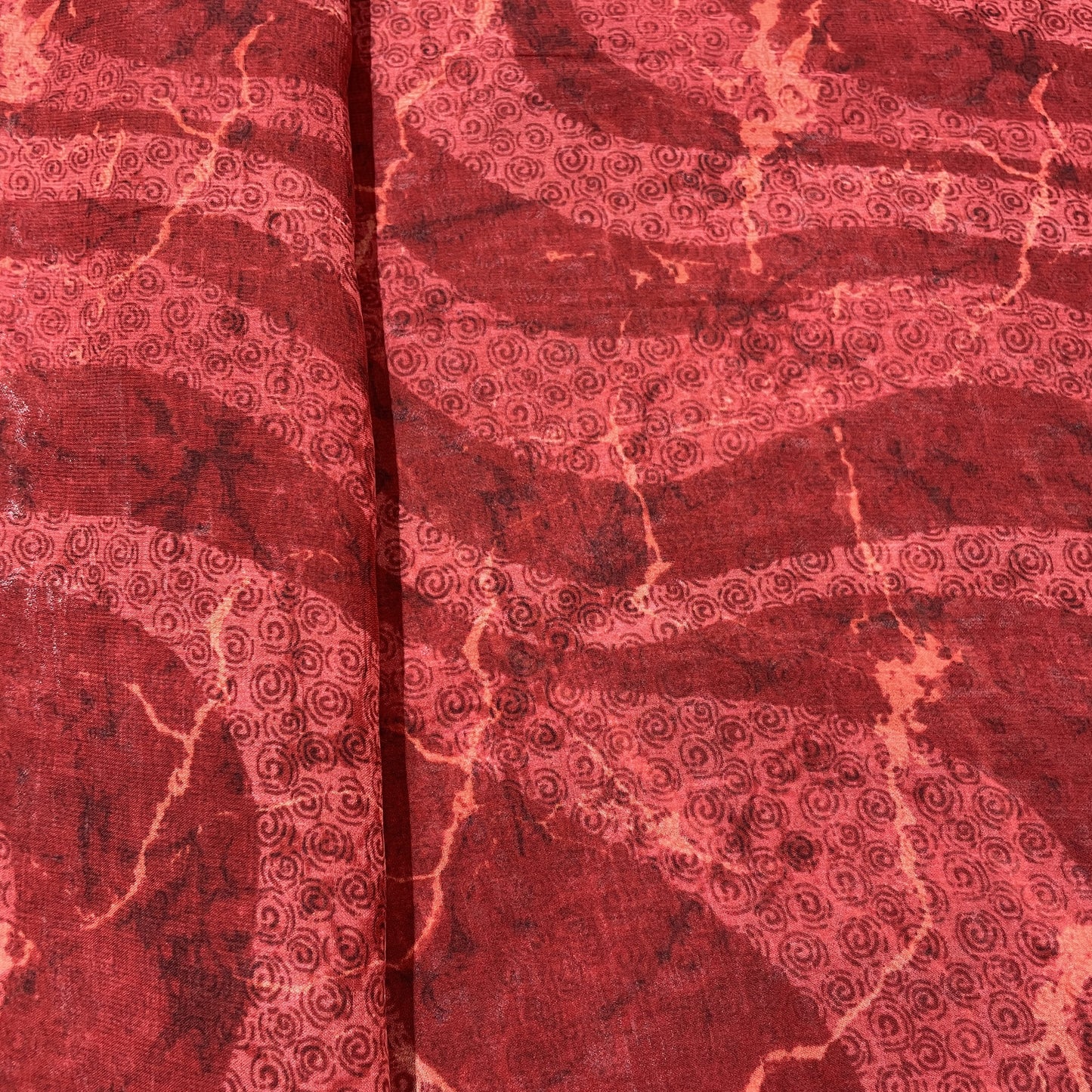 Maroon Abstract print Georgette Fabric