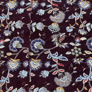 Classic Maroon Floral Sequence Embroidery Velvet Fabric