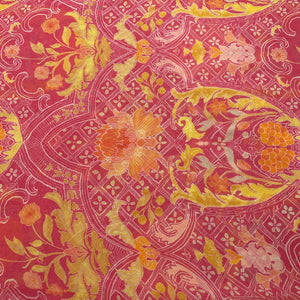 Pink Multicolor Traditional Print Georgette Fabric