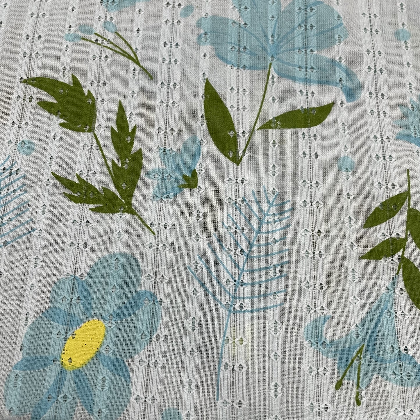 Premium Sea Green Floral Dobby Embroidery Cotton Fabric