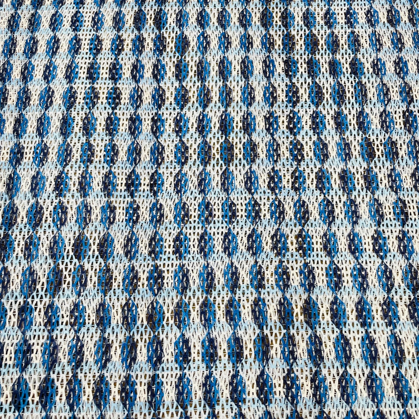 Premium Blue Geometrical Print Cotton Crochet Fabric