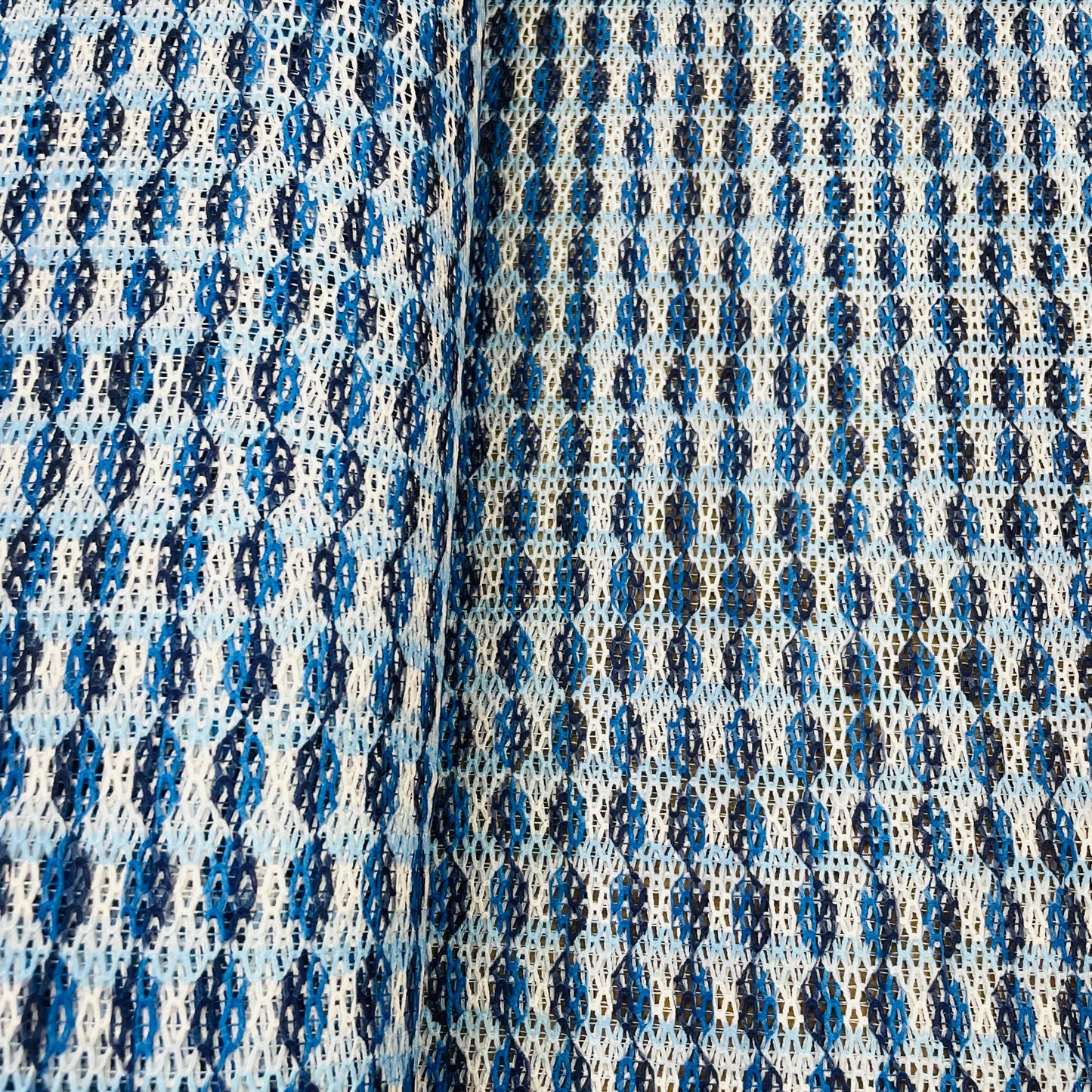 Premium Blue Geometrical Print Cotton Crochet Fabric