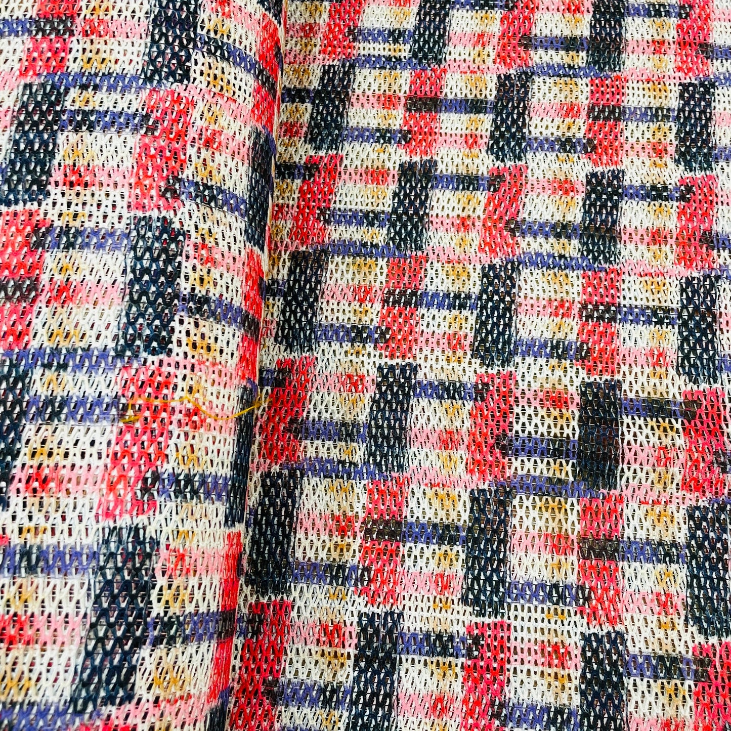 Premium Pink Check Print Cotton Crochet Fabric