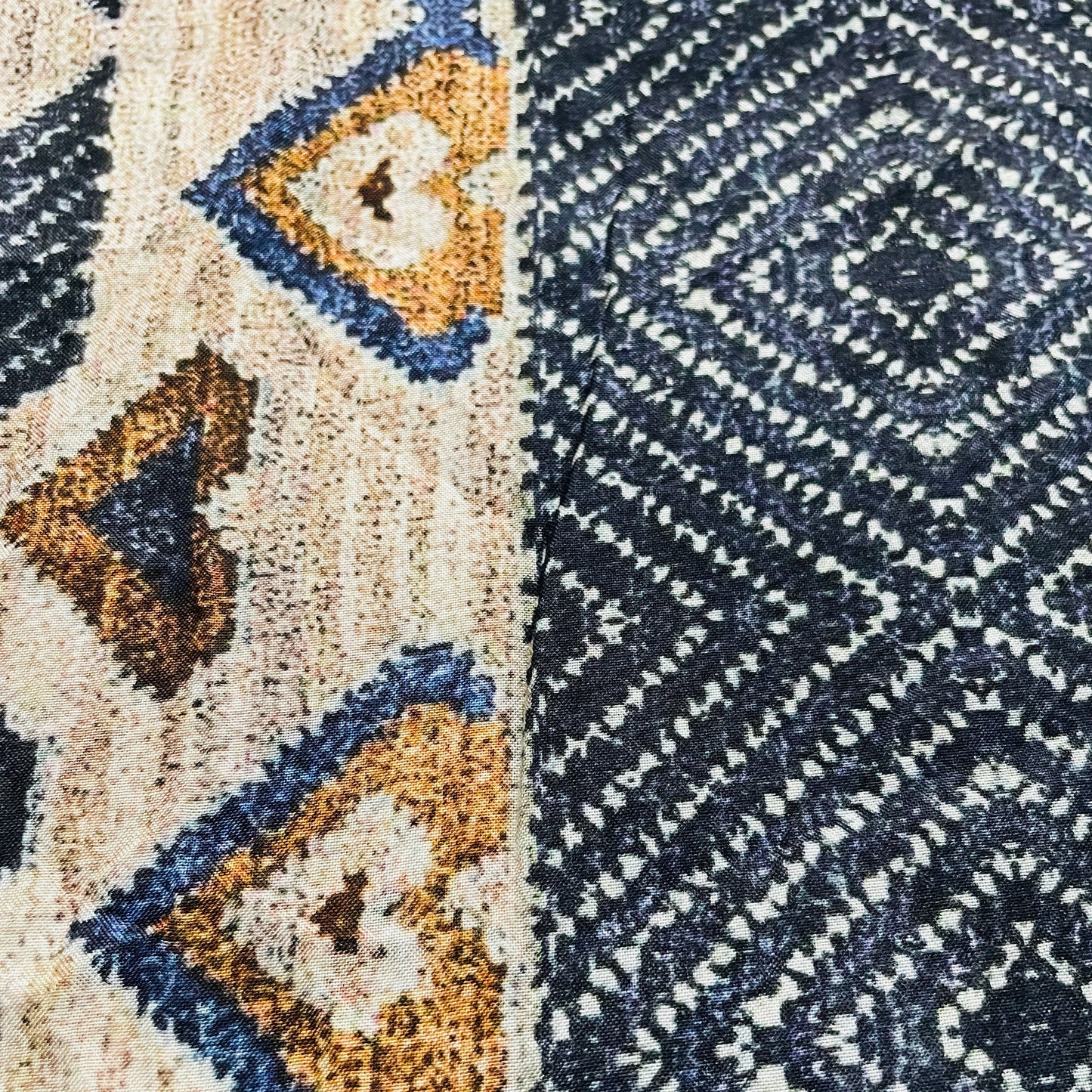 Premium Blue Multicolor Geometrical Print Muslin Fabric