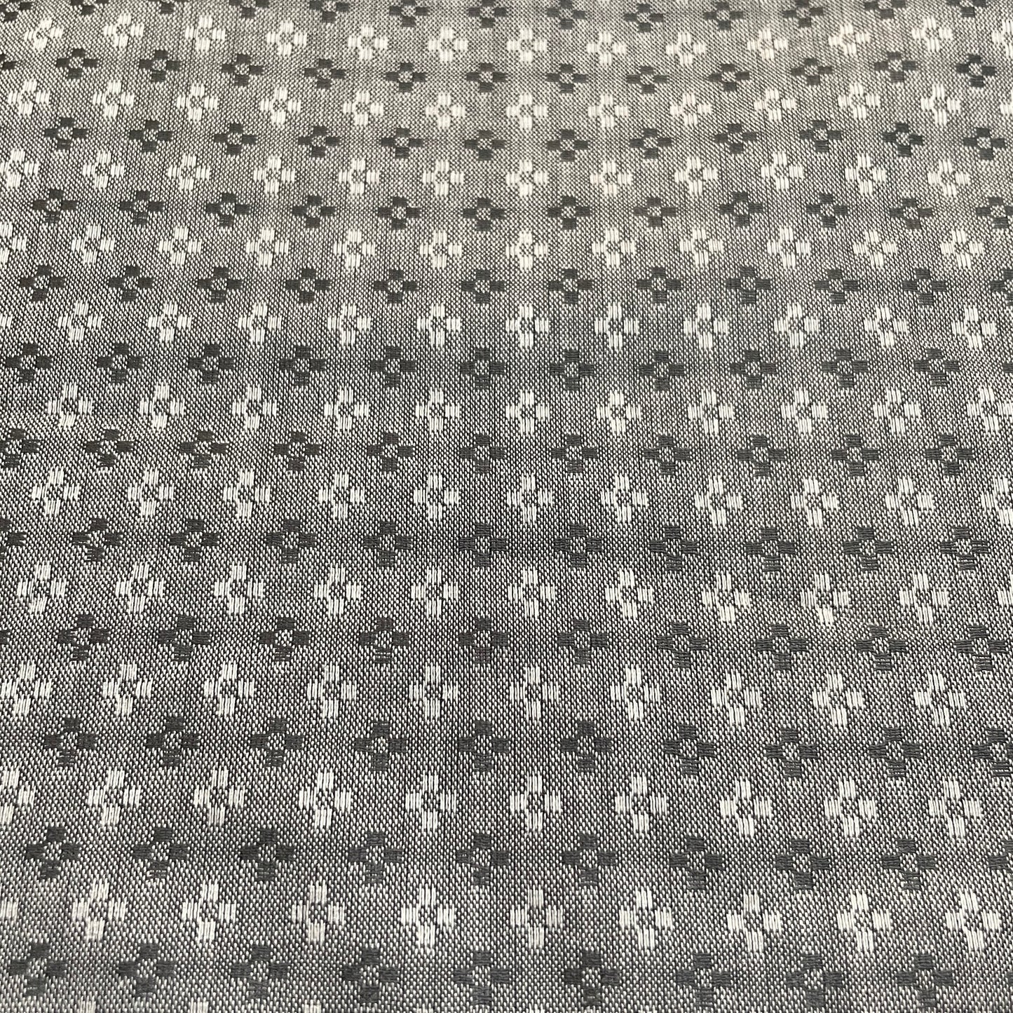 Premium Grey Floral Dobby Embroidery Cotton Muslin Fabric