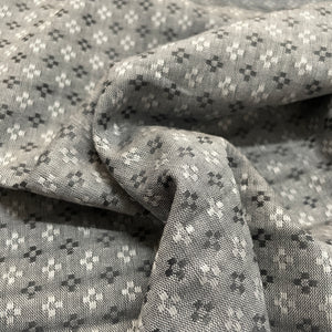 Premium Grey Floral Dobby Embroidery Cotton Muslin Fabric