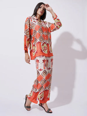 Peach with Multicolor floral Printed FIL-30102 - TradeUNO