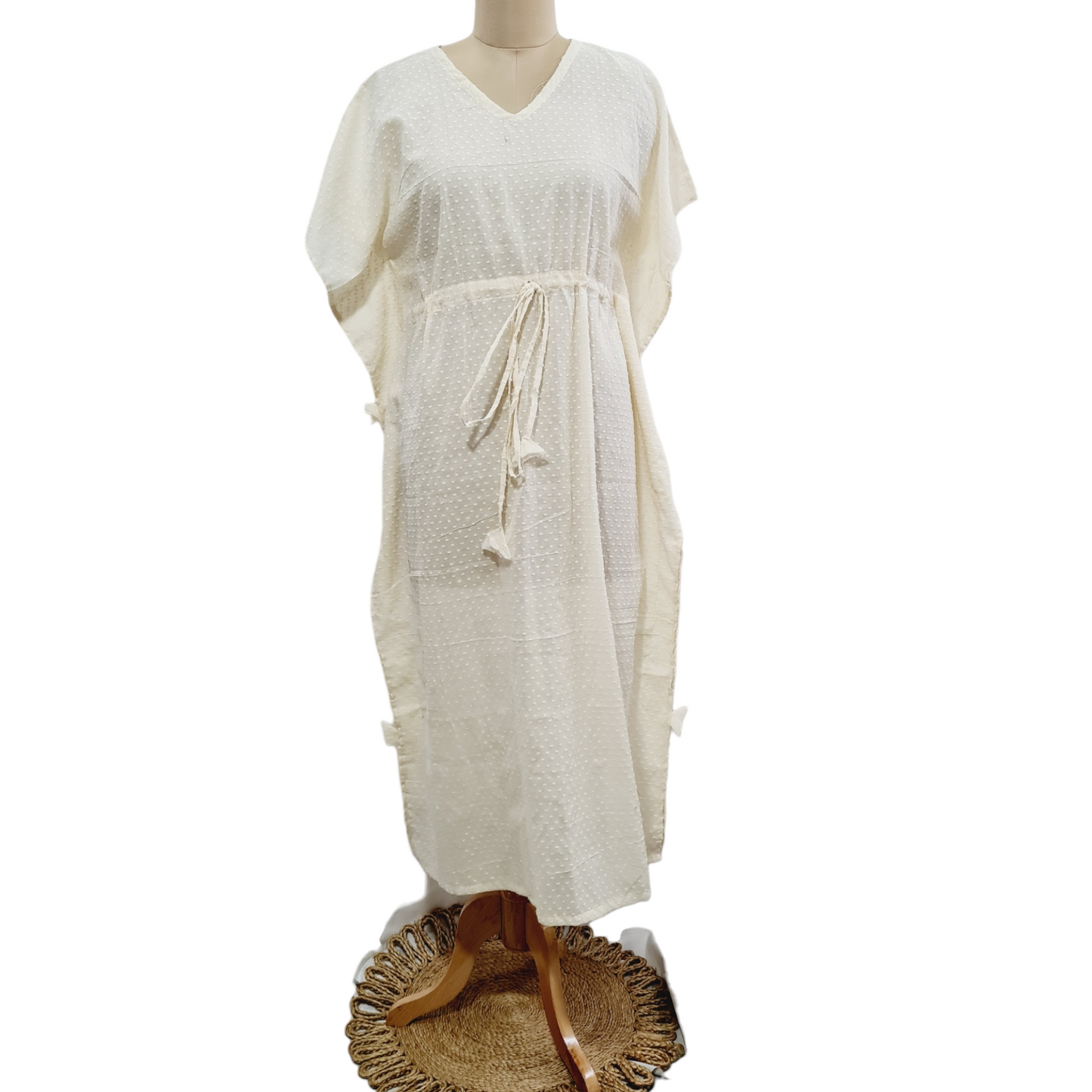 Cream Dobby Kaftan - TradeUNO