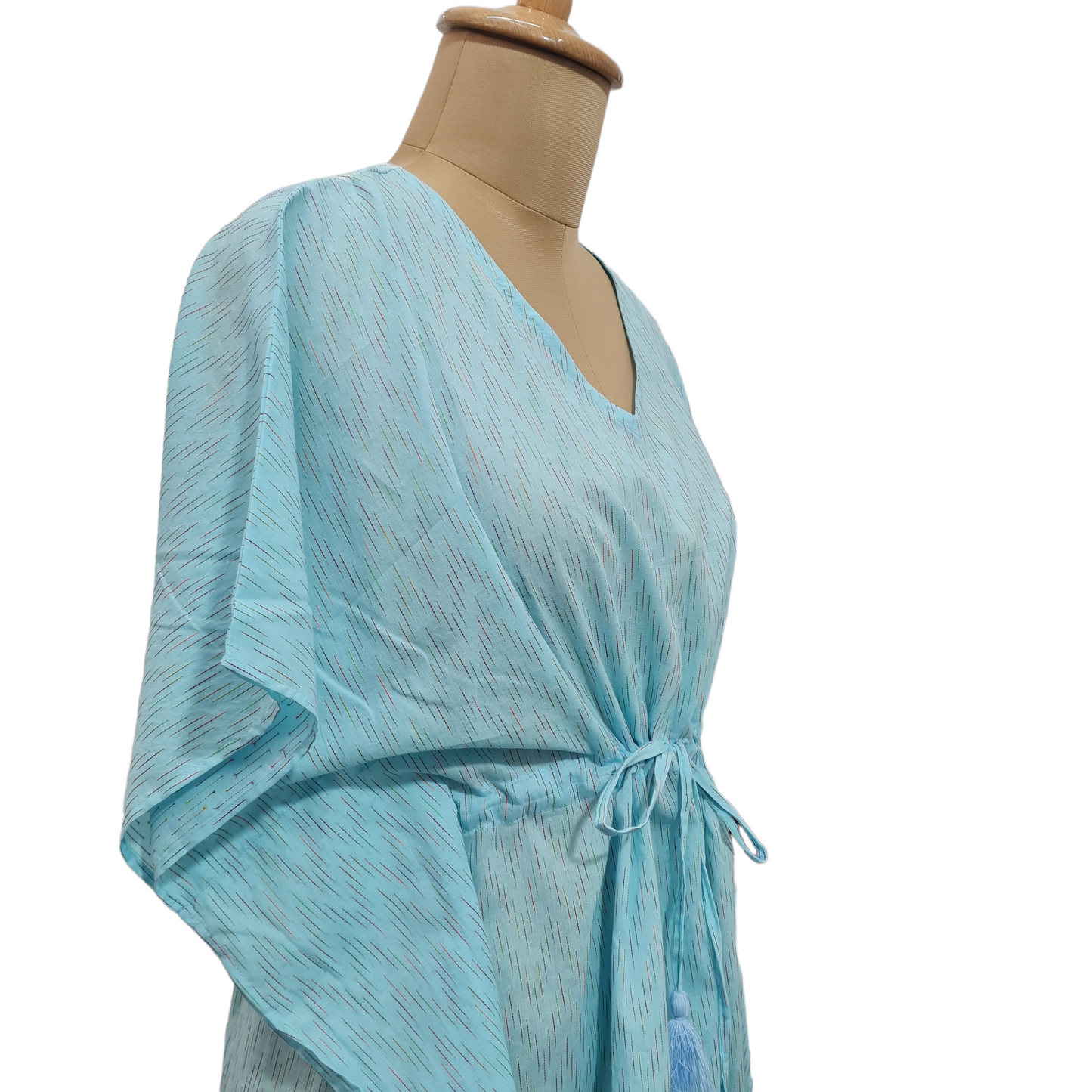 Sky Blue Multicolor Dobby Cotton Kaftan - TradeUNO