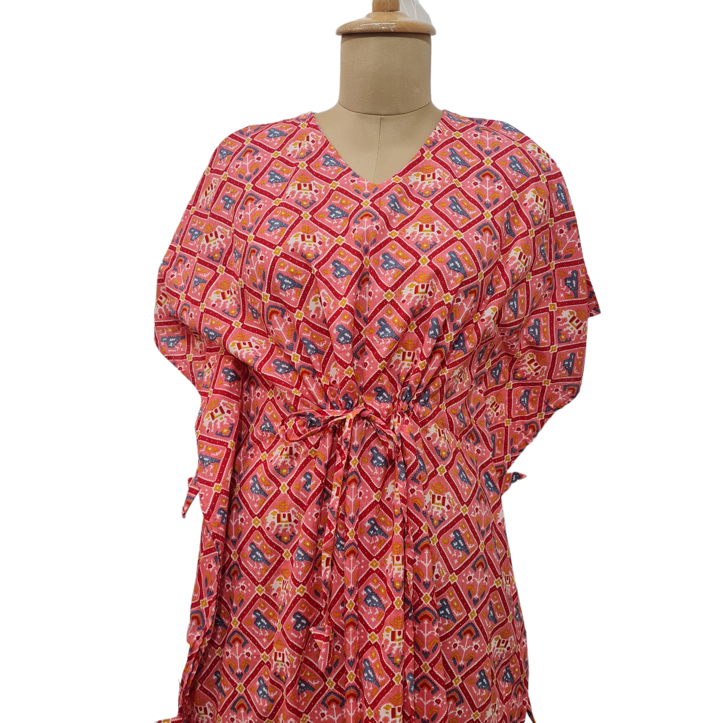 Pink Traditional Print Cotton Kaftan - TradeUNO