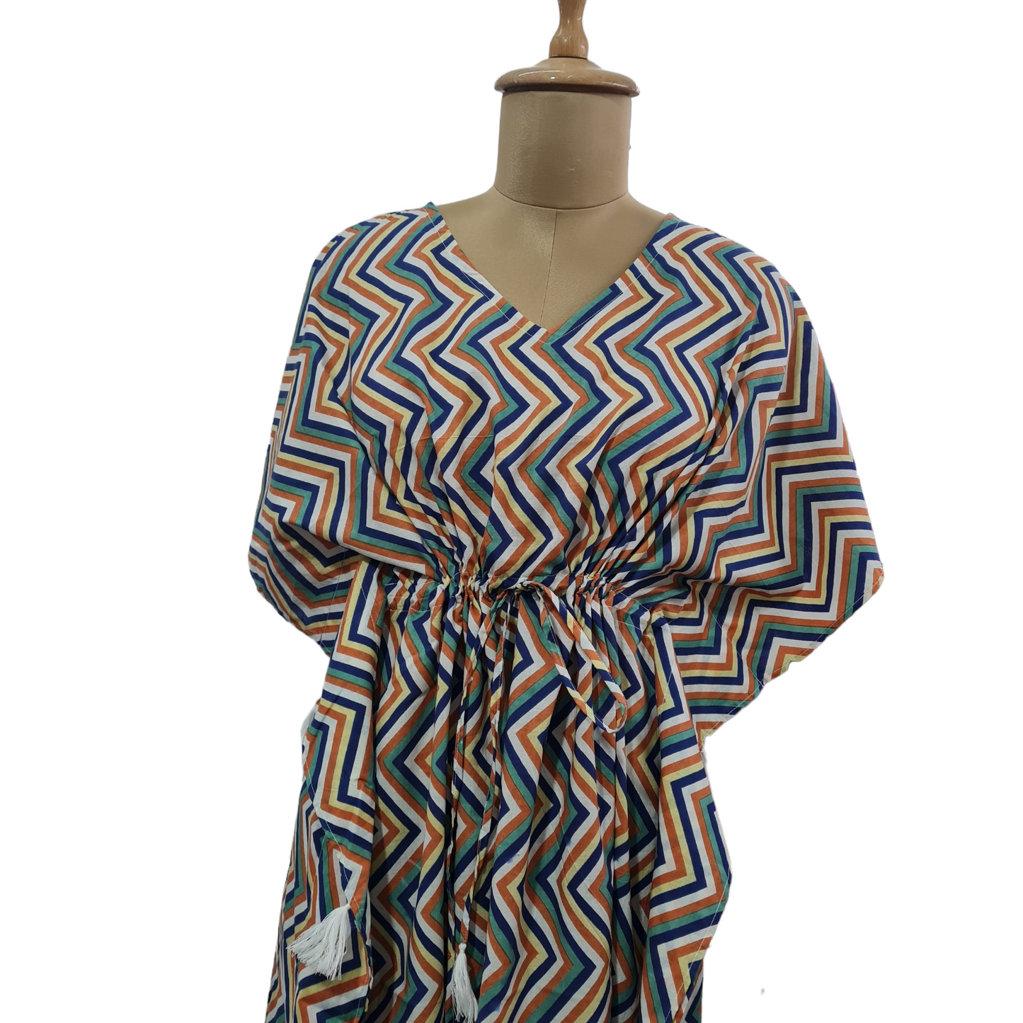 Multicolor Chevron Print Cotton Kaftan - TradeUNO