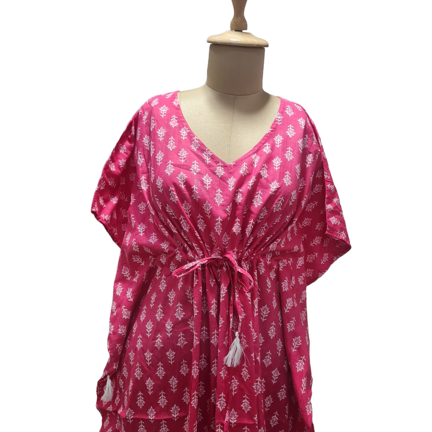 Pink Floral Print Cotton Kaftan - TradeUNO