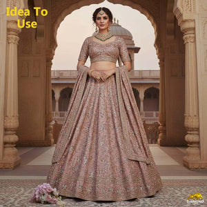Pink Floral Zari Embroidery Tissue Organza Fabric AF-28990 - TradeUNO
