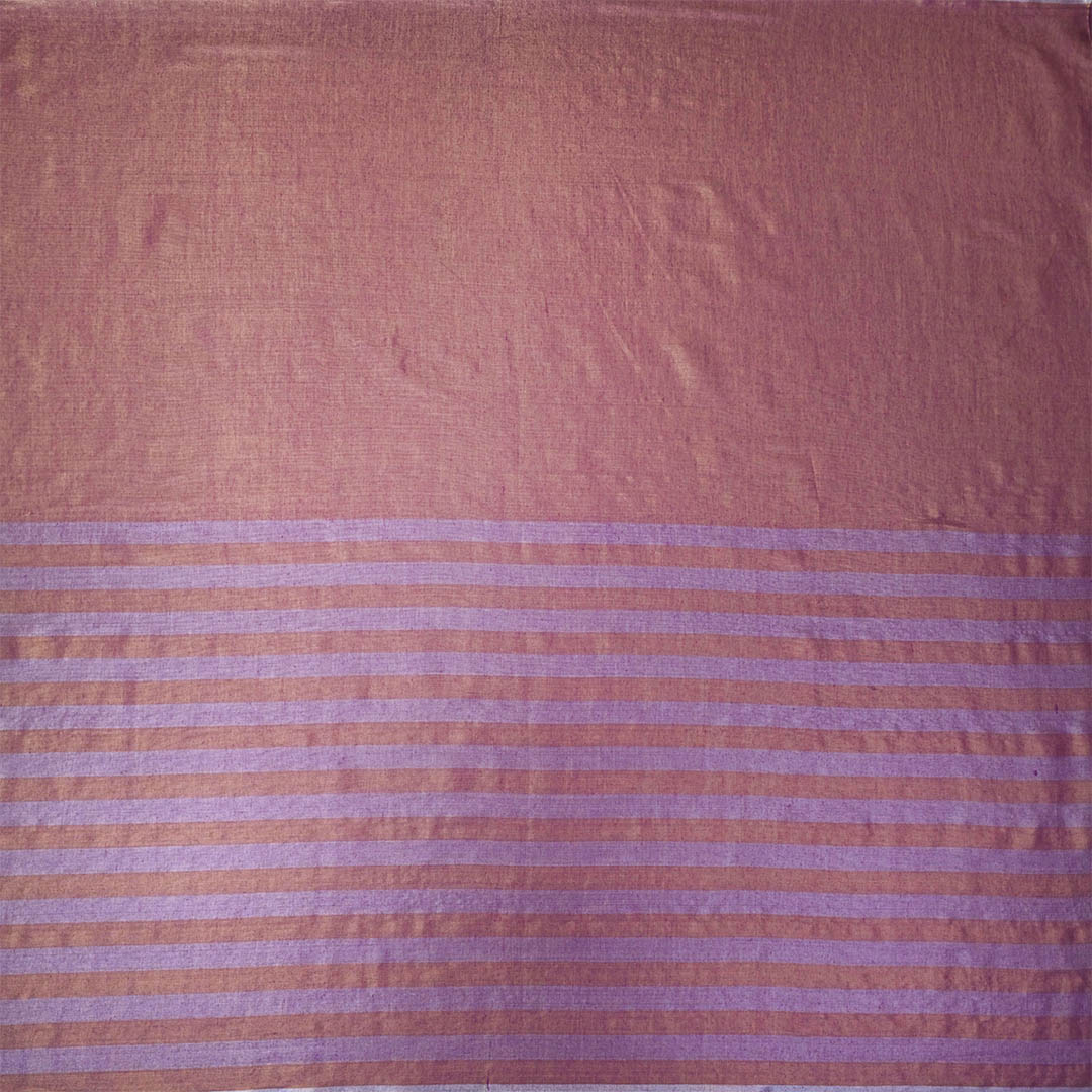 Purple With Orange Strips Chanderi Tissue Fabric CW-28926