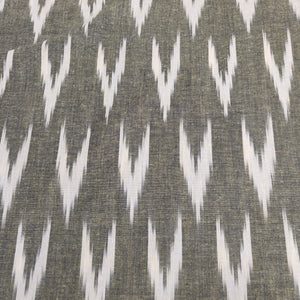 Olive Green With Cream Ikkat Print Cotton Fabric - TradeUNO