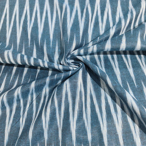 Teal Blue Dark Blue Ikkat Print Cotton Fabric 16340 - TradeUNO