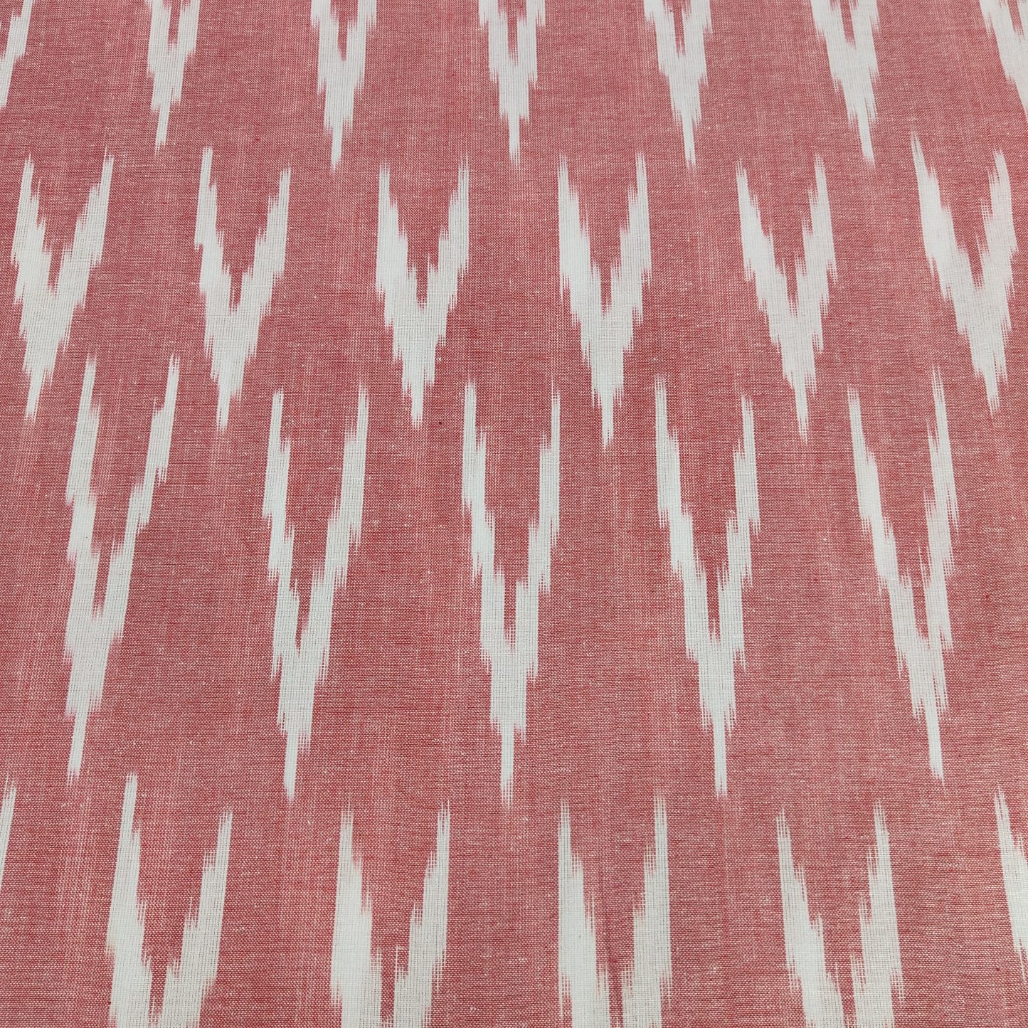Light Pink & White Ikkat Print Cotton Fabric 8933