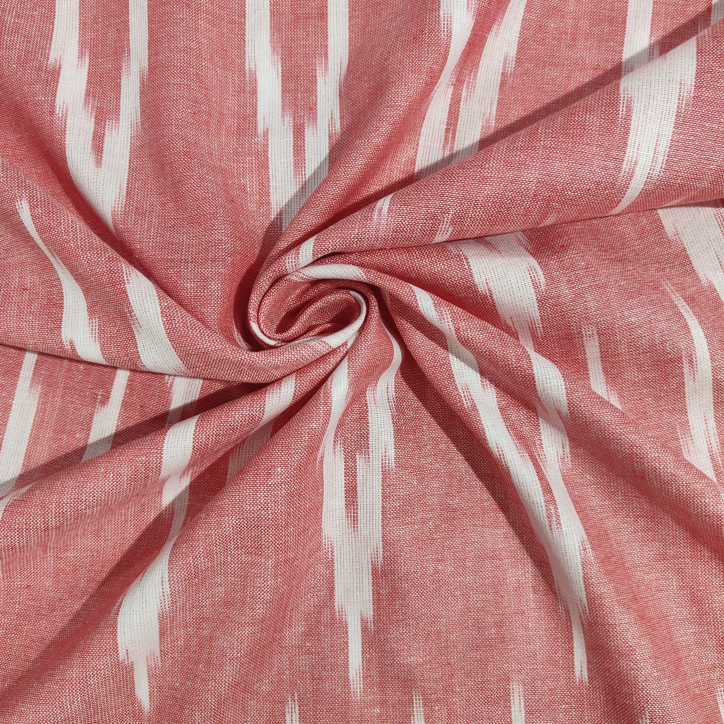 Light Pink & White Ikkat Print Cotton Fabric 8933