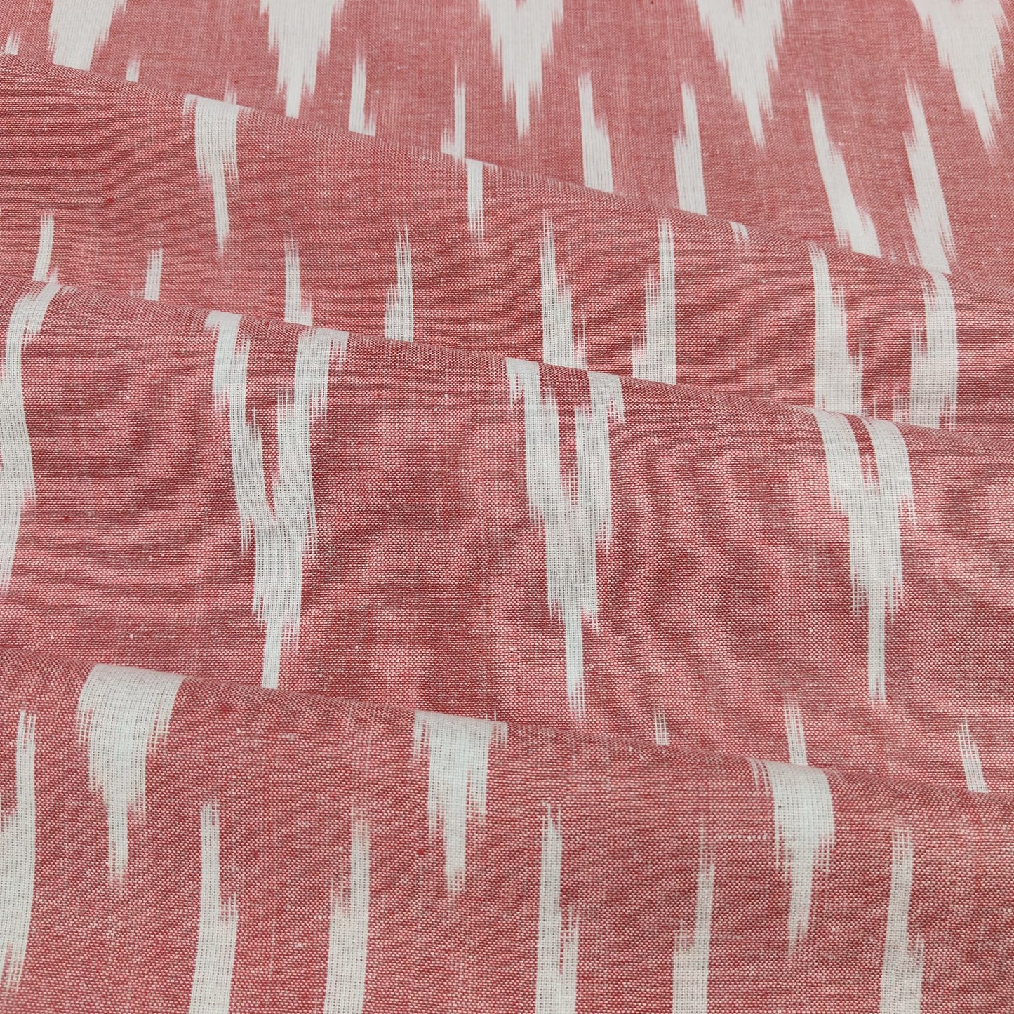 Light Pink & White Ikkat Print Cotton Fabric 8933
