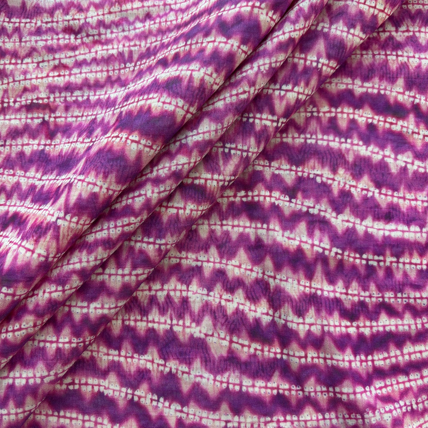 Purple Shibori Print Chanderi Silk Fabric 17691