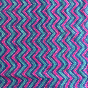 Blue Chevron Print Chanderi Silk Fabric 17698