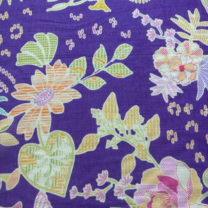 Purple Floral Print Chanderi Silk Fabric