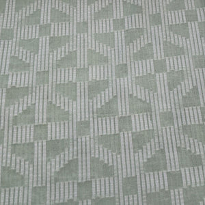 Green & White Geometrical Cotton Dobby Fabric 12042
