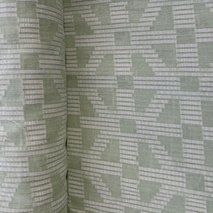 Green & White Geometrical Cotton Dobby Fabric 12042