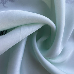 Moss Green Tropical Print Georgertte Satin Fabric 11859
