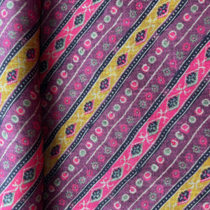 Wine Multicolor Stripes Modal Satin Fabric 20869