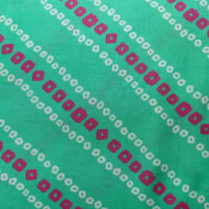 Green Bandhani Print Gaji Silk Fabric 17535