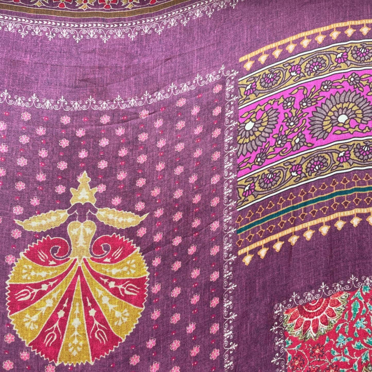Wine Patch Print Bemberg Silk Fabric 20870