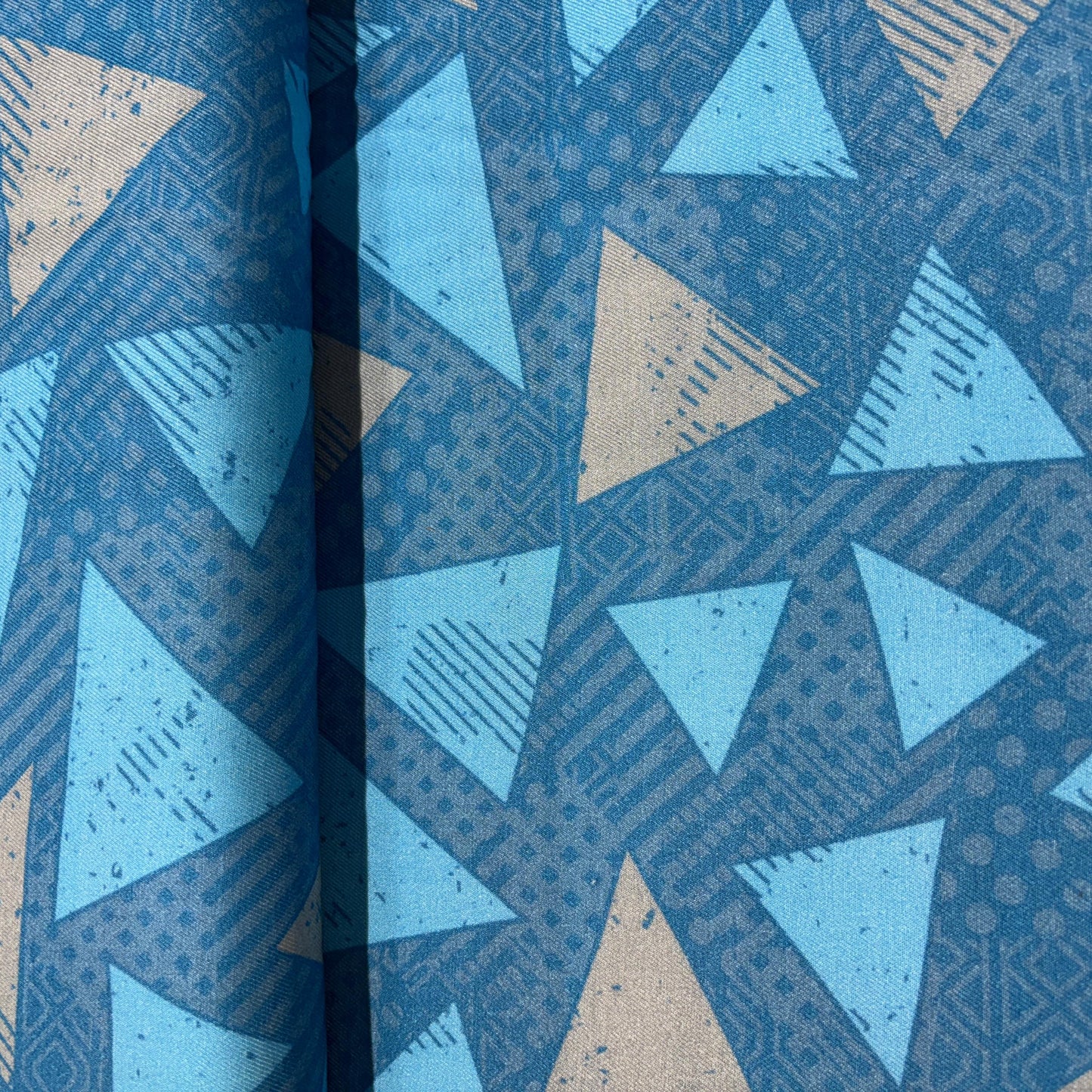 Sky Blue Geometrical Print Rayon Fabric 4687