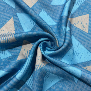 Sky Blue Geometrical Print Rayon Fabric 4687