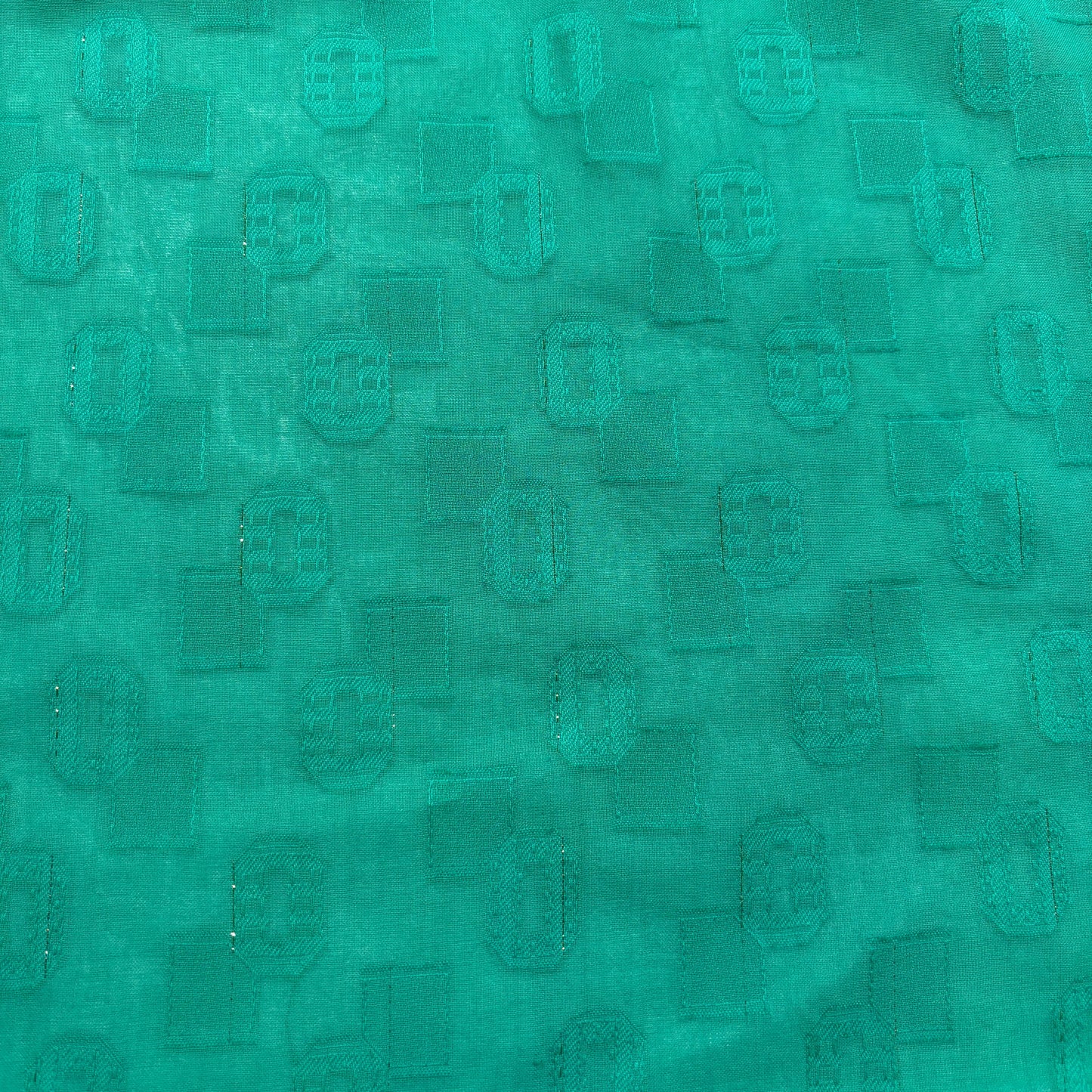 Aqua Blue Geometrical Cotton Dobby Fabric 1965