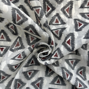 Off White Grey Geometrical Cotton Chanderi Fabric 15616