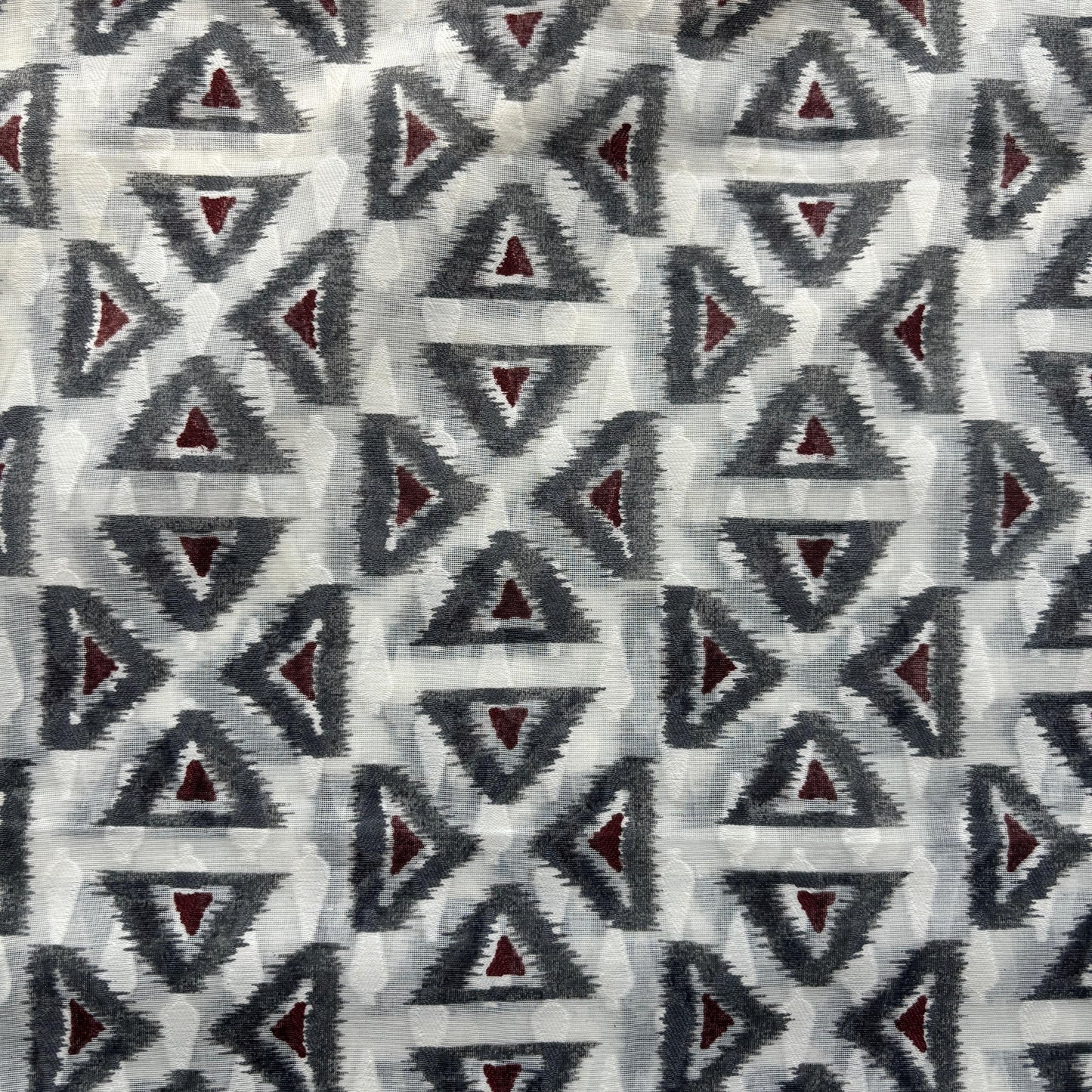Off White Grey Geometrical Cotton Chanderi Fabric 15616