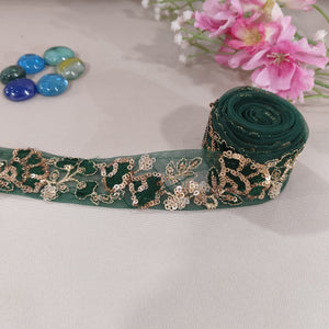 Green Sequins Embroidery Lace 15788