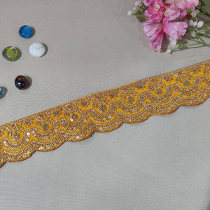 Haldi Yellow Sequins Embroidery Lace 15857